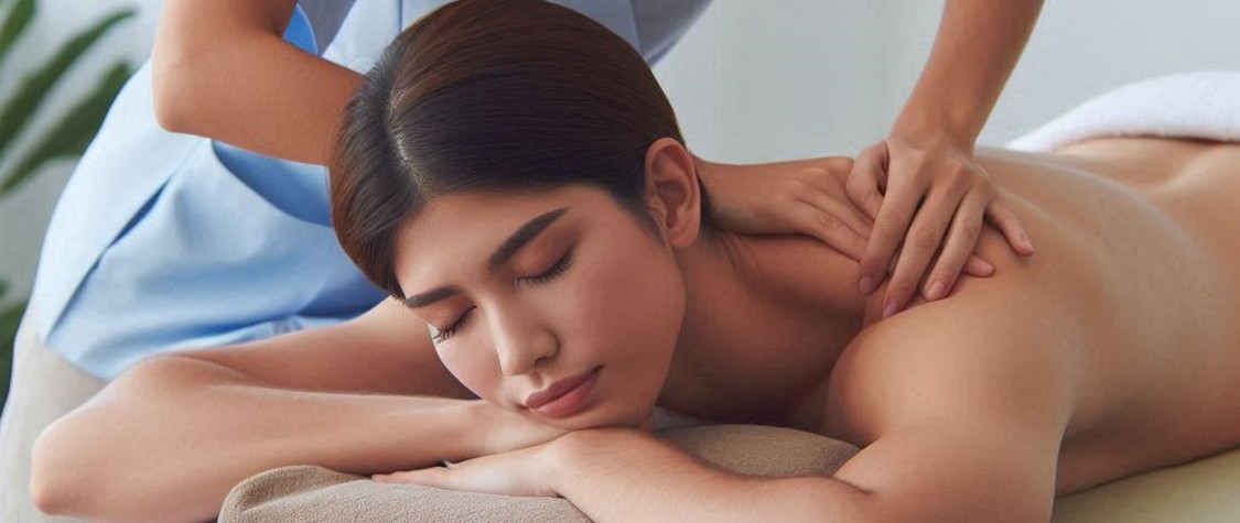 Woman on stomach getting a massage
